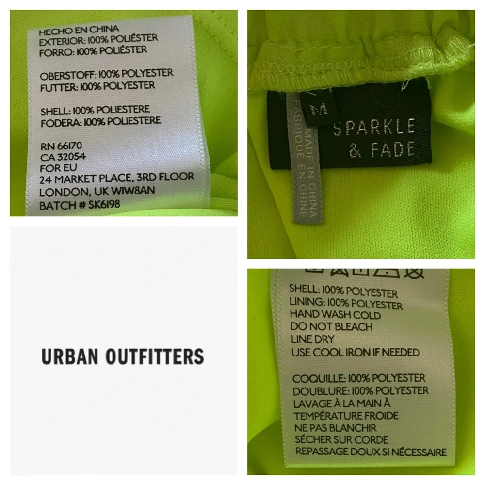 Sparkle & Fade UO Neon Yellow Pleated Skirt MEDIUM - Picture 2 of 8